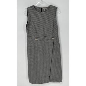 H&M Womens Houndstooth Sheath Dress Size 12P Business Workwear Fall Core Closet